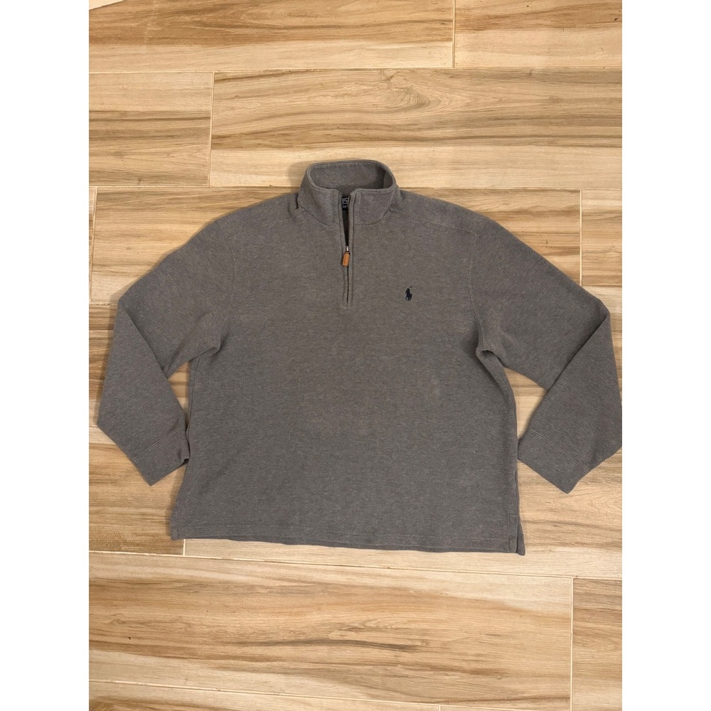 Polo Ralph Lauren Mens XL Gray Quarter Zip Pullover Sweater Mock Neck Pony